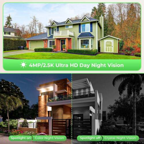 Wireless Solar Home Security Camera System with 10CH NVR 500GB HDD PTZ,Color,2K - Picture 6 of 9