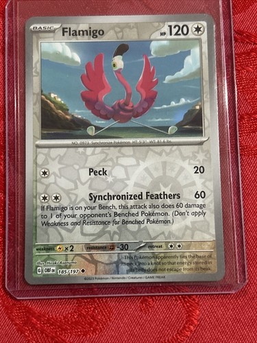 Pokemon Card Flamigo Reverse Holo 185/197 Obsidian Flames 2023 NM-Mint - Picture 6 of 7