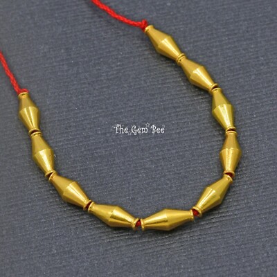 18k Yellow Gold Fancy Long Bicone Kite Shape Spacer Findings Beads 3.35'' (10)