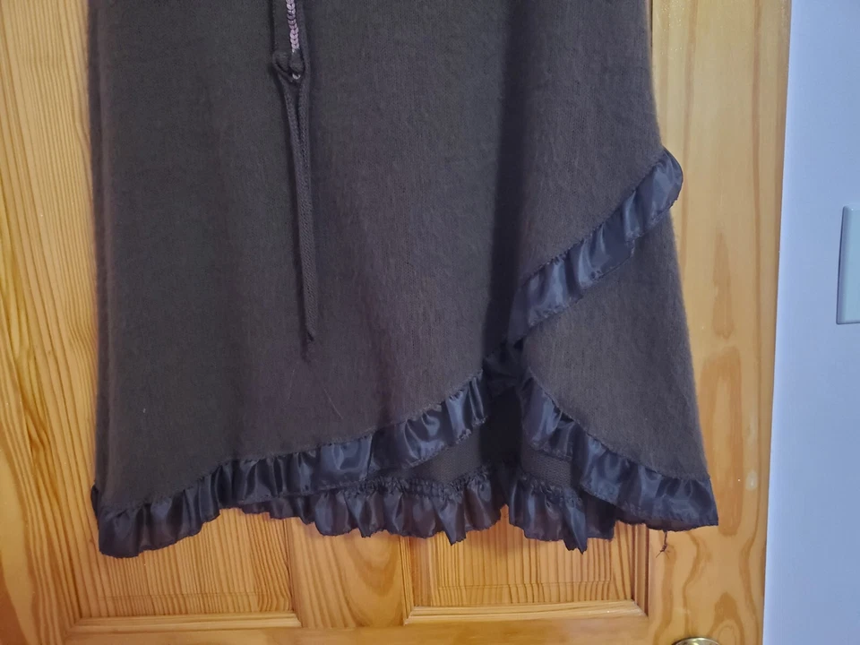 Saia marrom longa assimétrica feminina Francesco, tamanho G, feita na Itália. - Imagem 3 de 4