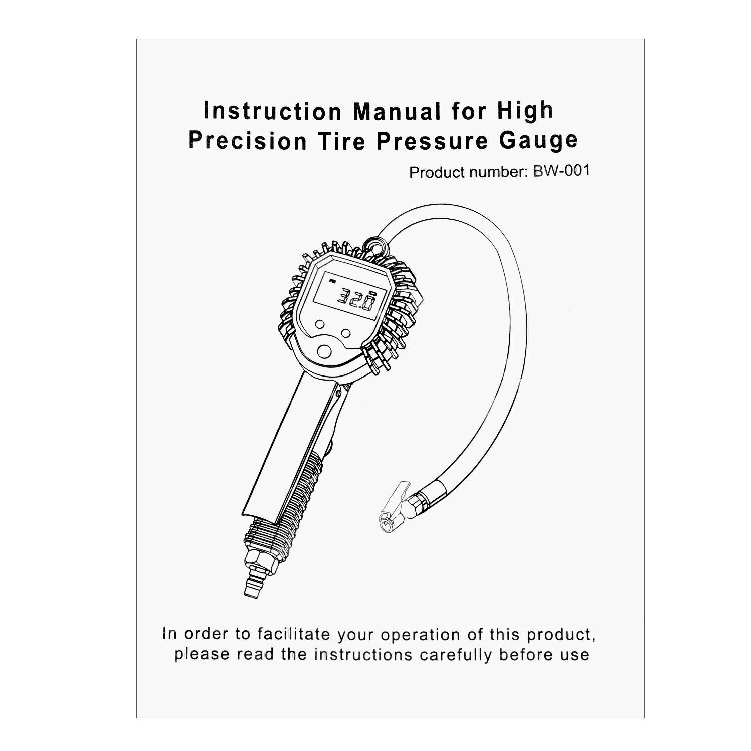 YINETTECH Reifenfüllpistole 15 Bar - Geeichtes Manometer Für Auto, Motorrad & LKW