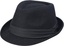 Men's Classic Derby-Fedora-Hat Manhattan-Gangster Hat Short Medium Dark Black