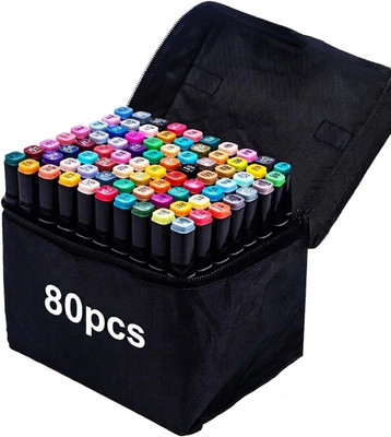 80 Color Alcohol Art Marker Set Dual Tip Sketch Pen Permanent Manga Illustration