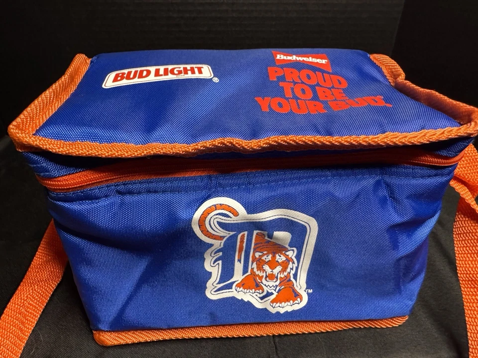 NUEVA lonchera Budweiser vintage de los Tigres de Detroit Budweiser años 90 deportes MLB 6 latas Foto 3 de 4