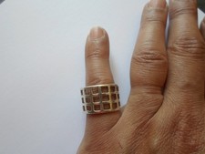 bague en argent massif, quadrillage ajouré, réglable à partir du 54