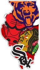 Chicago Black Hawks Bears Bulls White Sox Illinois State Vinyl Sticker Decal Car