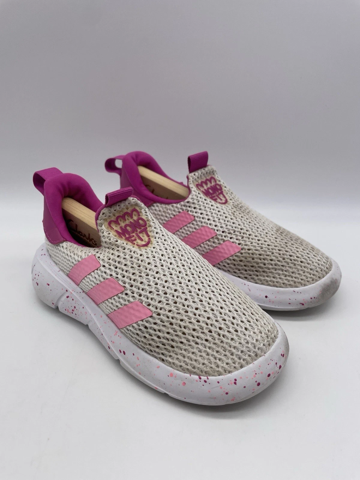 Scarpe da ginnastica Adidas bambino mesh mono fit slip on taglia 9 5 UK vedi foto