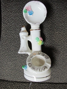 "OLD FASHIONED TELEPHONE PIN CUSHION STAND"" - PLUS RETRACABLE TAPE MEASURE