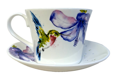Roy Kirkham Hummingbird Breakfast Cup & Saucer Fine Bone China England VTG NEW B