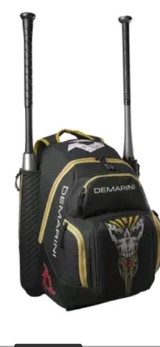 DeMarini Voodoo Skull OG Baseball/Softball Backpack Bag Black-Gold USA NWT - Picture 4 of 4
