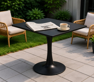 Esstisch 80x80cm quadratisch schwarz weiß Küche Cafe Tisch Metallgestell 4 Sitzplätze