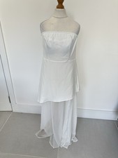Womens Shein white bandeau side split maxi dress size Medium UK 10-12