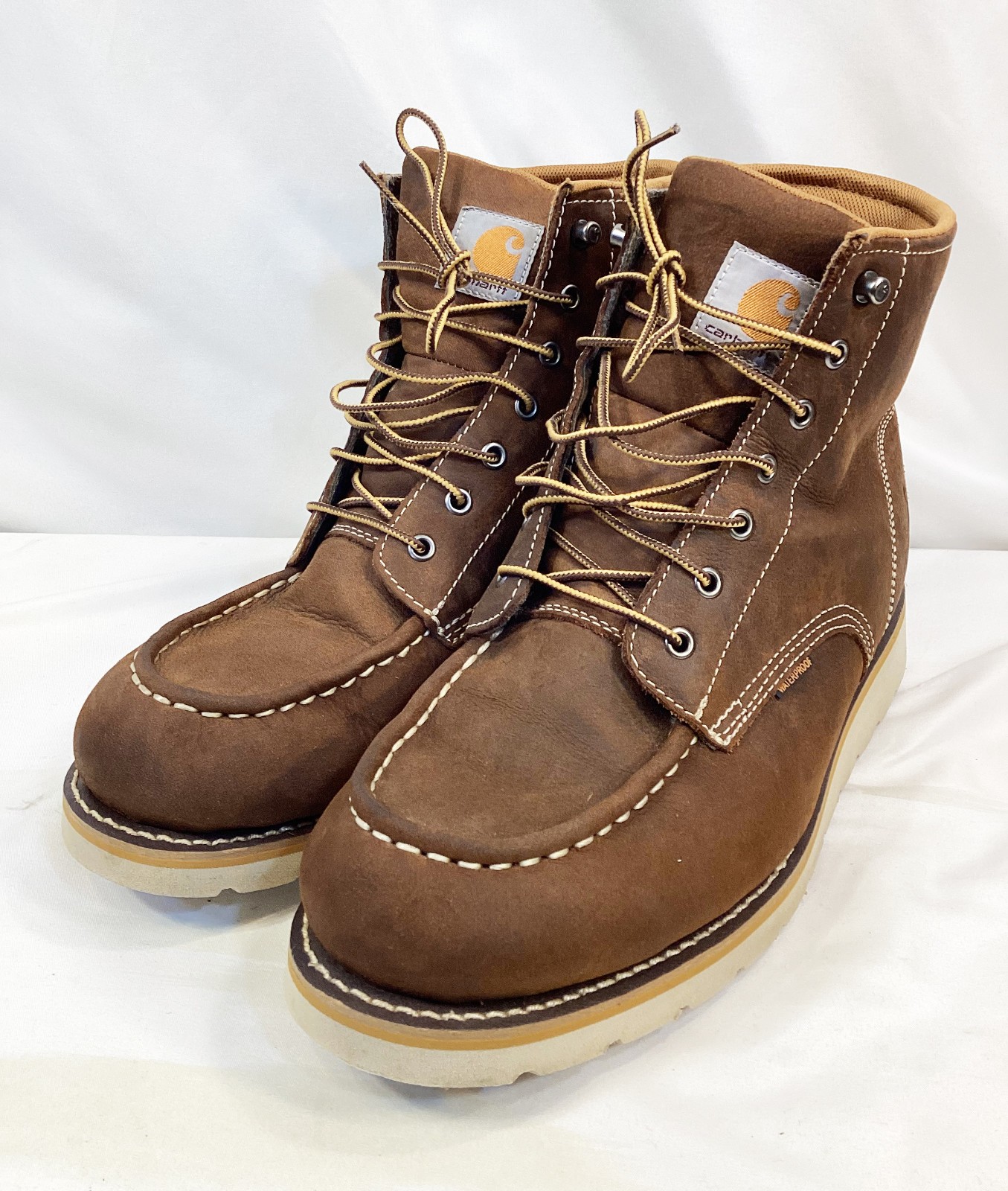 SAOLA Stivali da lavoro Carhartt impermeabili suola zeppa punta morbida marrone uomo taglia 13 M