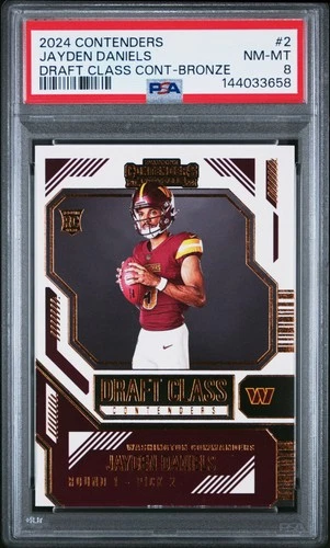2024 CONTENDERS DRAFT CLASS CONTENDERS BRONZE #2 JAYDEN DANIELS ROOKIE RC PSA 8