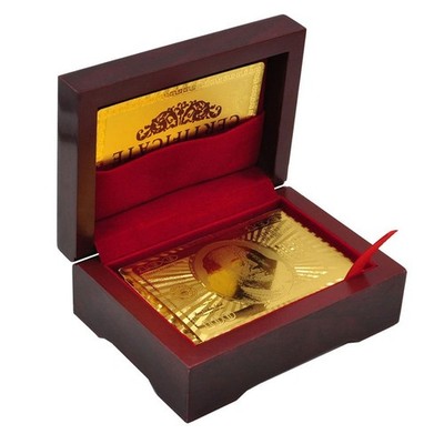 Luxury 24K Gold Foil Poker Playing Cards Deck of Cards with Wooden Gift Box, ...