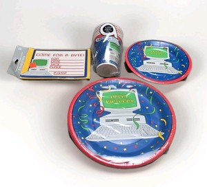 Vintage Computer Themed-Party Plates and Cups