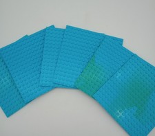 Lot of 6 LEGO Azure Blue 16 x 16 Base Plates 5" by 5" - See Pictures