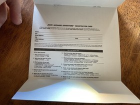 JoJo's Bizarre Adventure Sega No Game Case And Manual Only - Registration Card