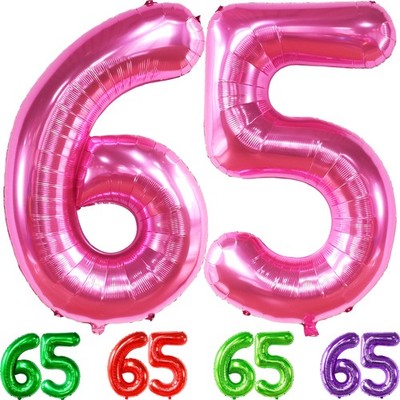 , Giant Hot Pink 65 Balloon Number - 40 Inch | 65 Year Old Balloon | Hot Pink...