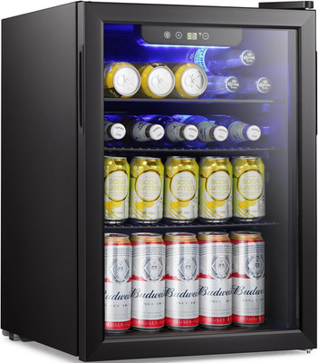 Beverage Refrigerator Cooler-85 Can Mini Fridge Glass Door for Soda Beer Wine St