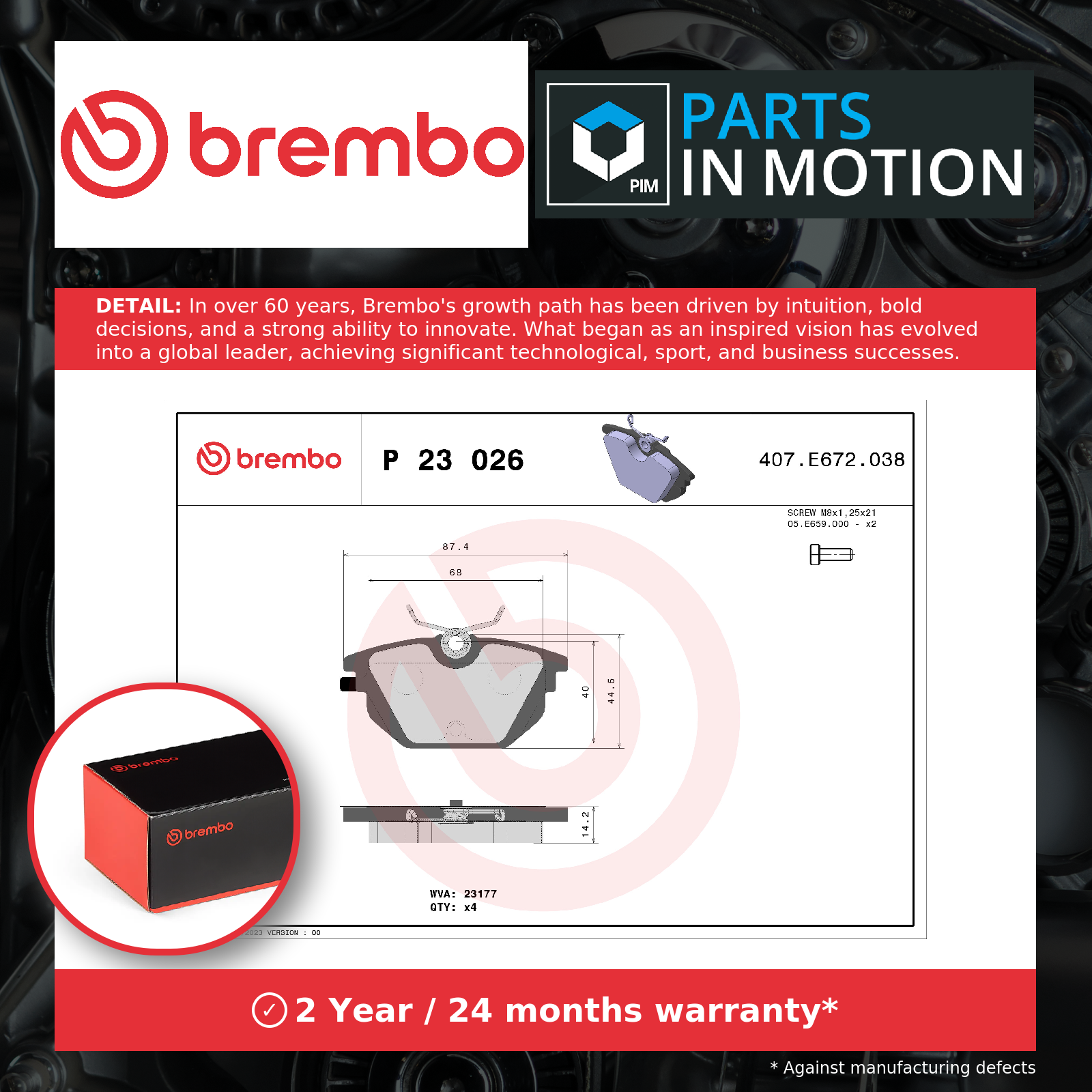 Brake Pads Set fits ALFA ROMEO GTV 916 Rear 1.8 2.0 3.0 3.2 95 to 05 Brembo New