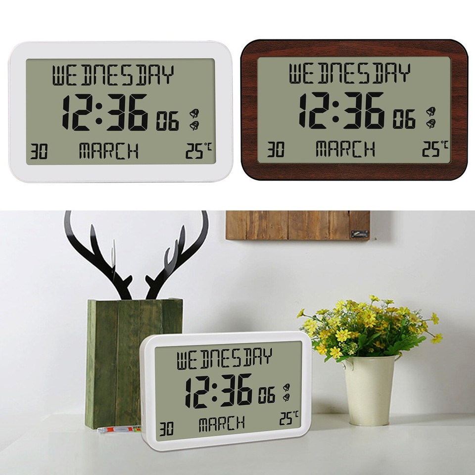 Easy To Read Radio Controlled Calendar Clock Displays Time Day Date ...