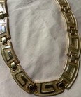 VTG 1980s Greek Key Choker Necklace Gold Tone 16” Chain LINK  Collar Estate MINT — photo 5