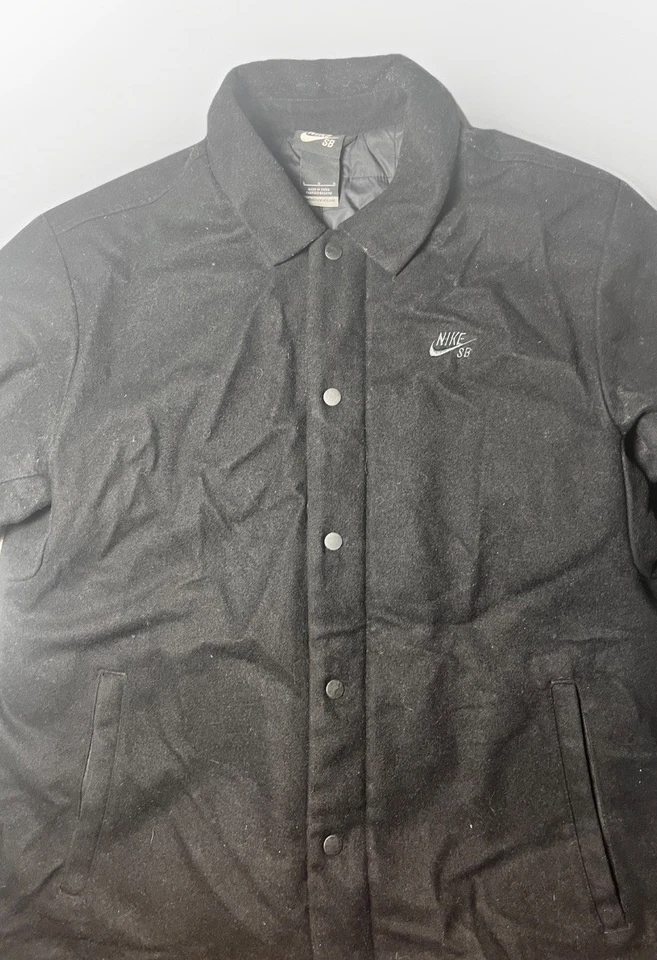 复古耐克 SB 夹克男式黑色羊毛水牛衬衫夹克溜冰 Chicano 风格 — 第 3/4 张图片