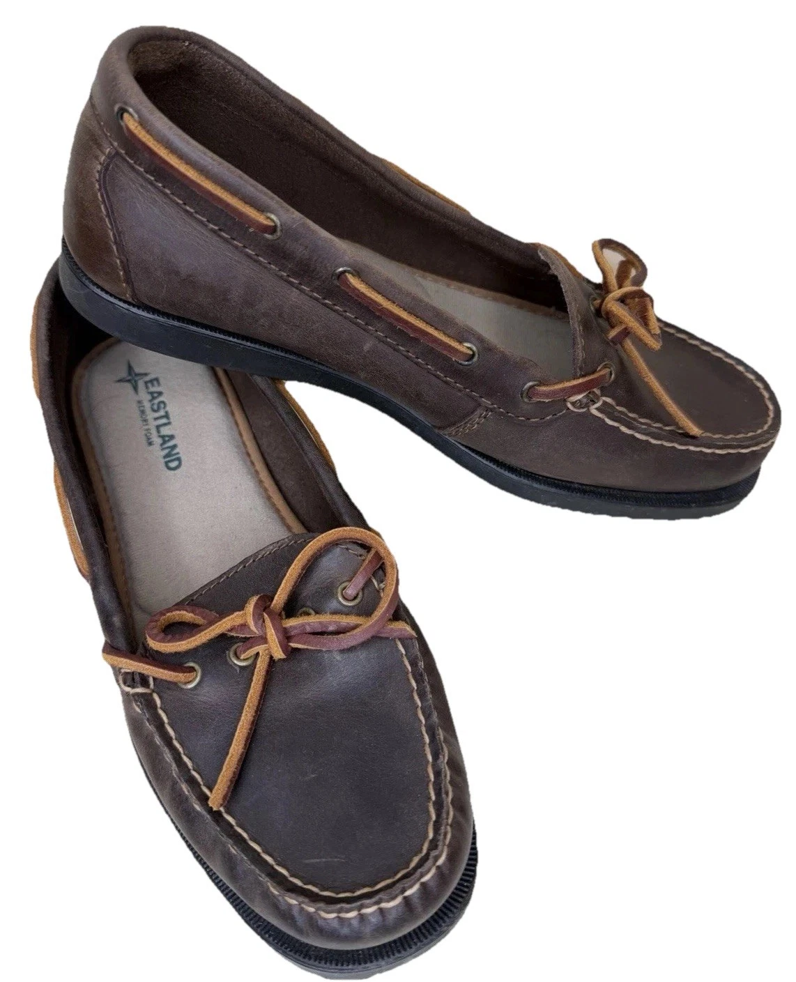 Eastland Yarmouth Camp Moc Boat Shoe Womens 8 Brown Leather Preppy Coastal Chic
