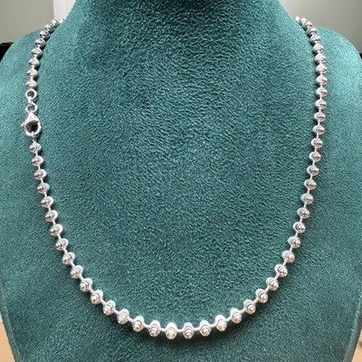 925 Sterlingsilber Italien Mondschliff Perlen Kugel Kette Halskette 24'' 3,9 mm