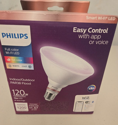 Philips Smart Wi-Fi LED 120-Watt PAR38 Color Floodlight Light Bulb Lof of 6