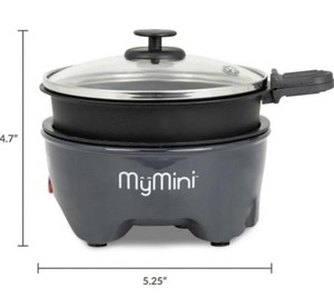 MyMini Noodle Cooker & Skillet Electric 260W Non-stick Black Rice Steamer