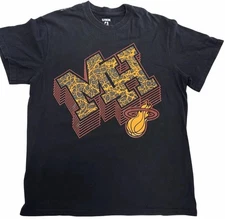 Miami Heat NBA UNK Black Large Printed Logo Men’s Cotton T-Shirt - M
