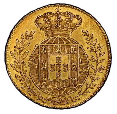 Portugal 1822- João VI gold 3200 Reis (1/2 Peça) - PCGS AU58