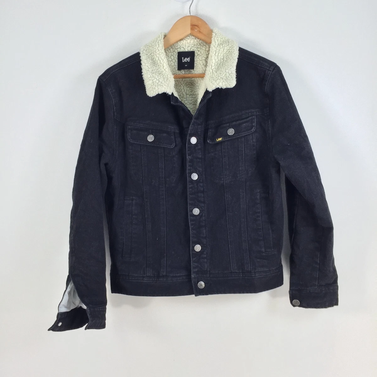 Black borg lined denim 2025 jacket womens