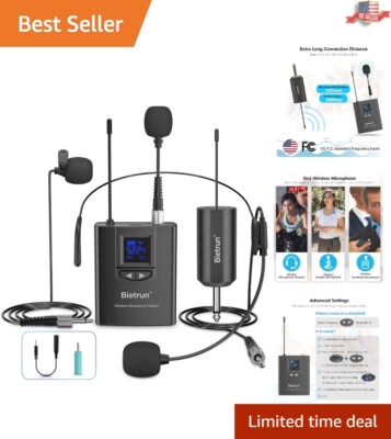 Versatile Wireless Microphone System, 3 Mics & 165ft Range - Perfect for Events