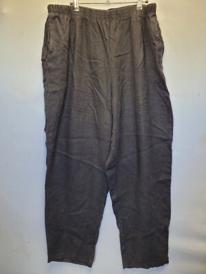 CMC By Color Me Cotton Marc Ware 3X Plus Size Linen Black Pants Elastic 3032