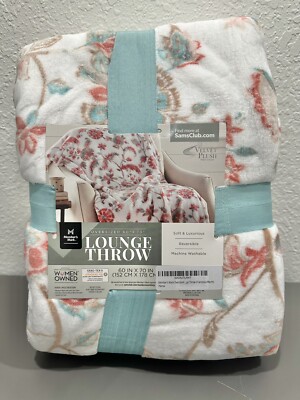 Members Mark Lounge Throw Blanket Velvet Plush Fabric,  60  x 70  Francesca Warm