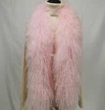 Women's Mongolian Sheep Fur scarf Long Fur Collar Wool Fur Shawl