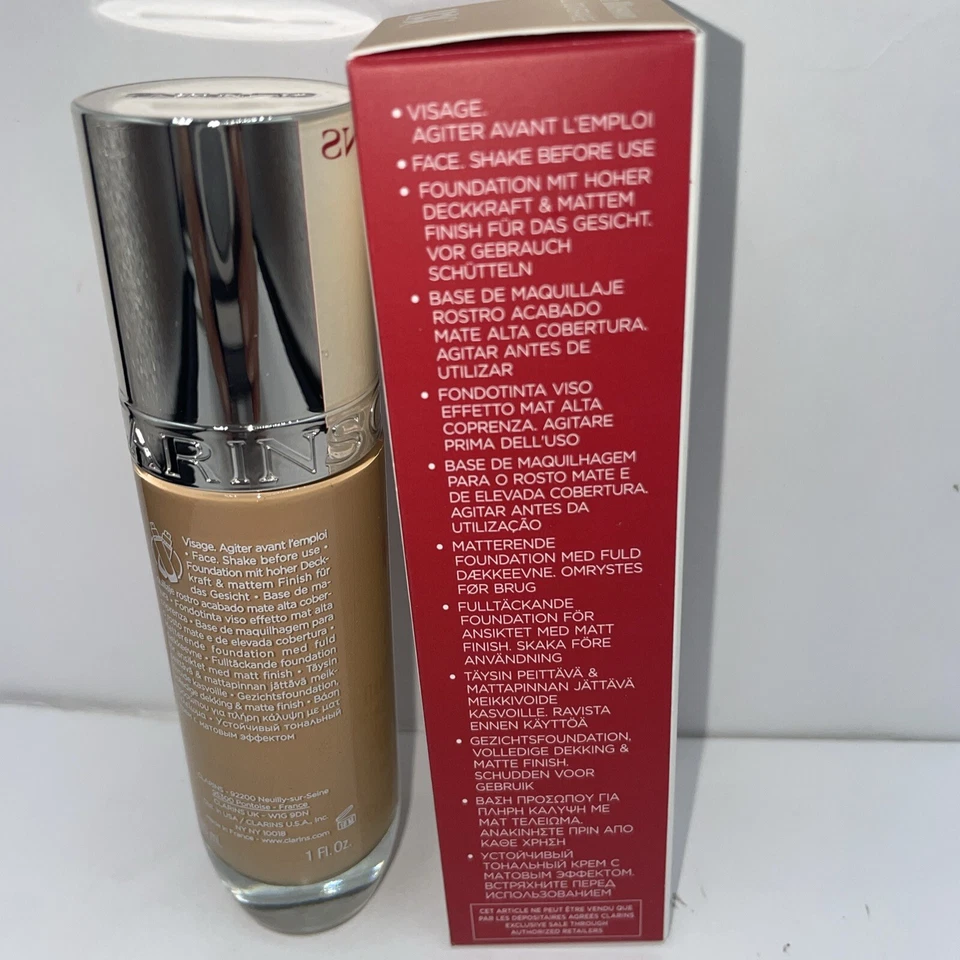 Clarins Skin Illusion Full Coverage Matte Finish Hydrating Foundation 113C NEW - Image 3 of 4