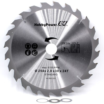 Kreissägeblatt 24Z Sägeblatt 254x30 für Einhell Tischkreissäge TC-TS 2025/2 eco