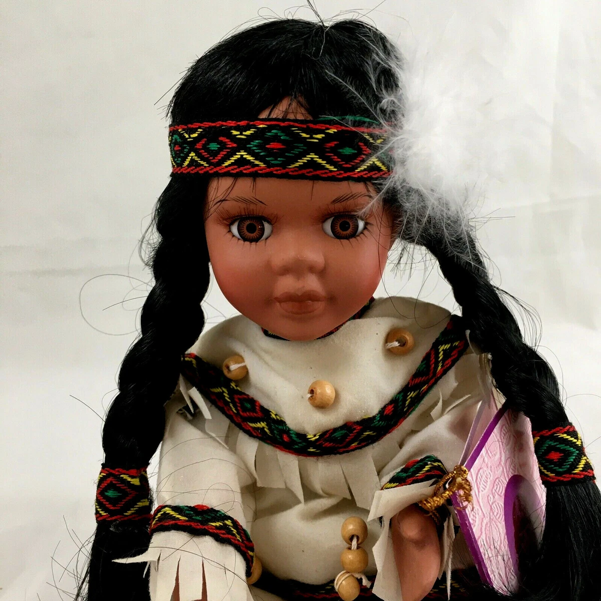 Vintage Goldenvale Collection Porcelain Indian Native American Doll Nature 8.5in