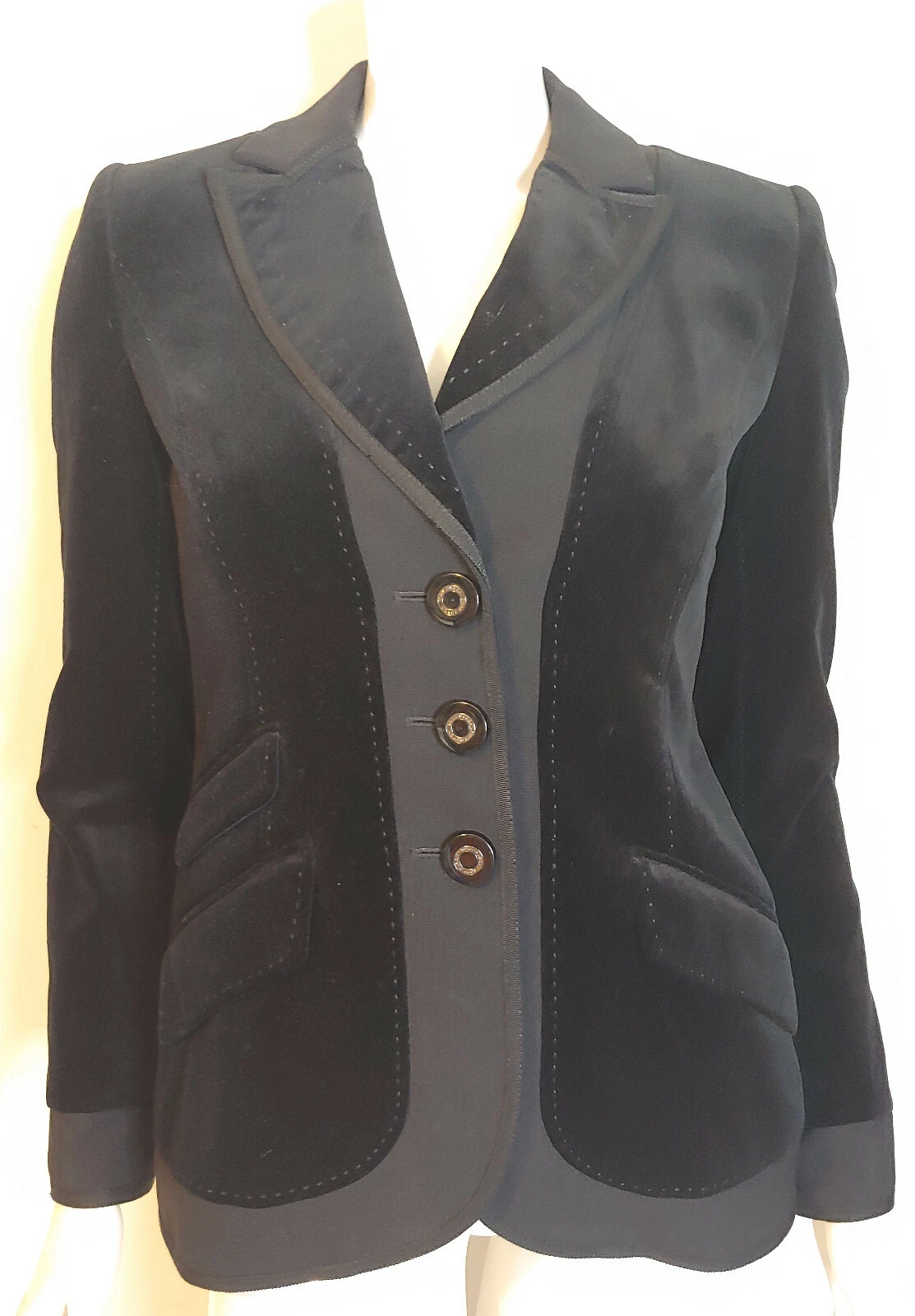 Giacca blazer velluto nero Tory Burch 2 dettagli punto smoking couture sera