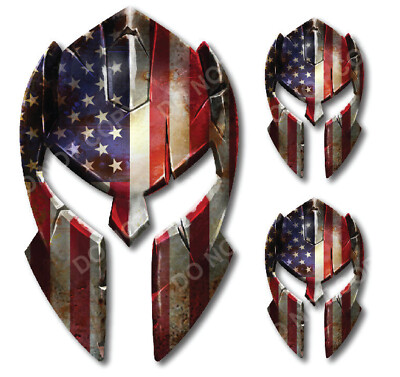 3 USA Molon Labe Spartan Helmet Decal American Flag Sticker Gladiator Molan AABE