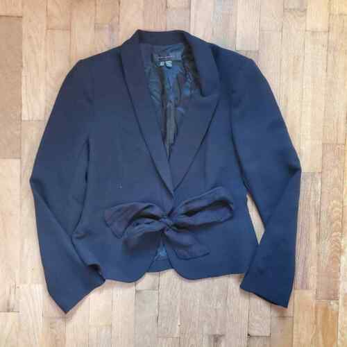 Zara Solid Black Tie Front Blazer Jacket Business Casual Career Women's Size 8 - Picture 1 of 9