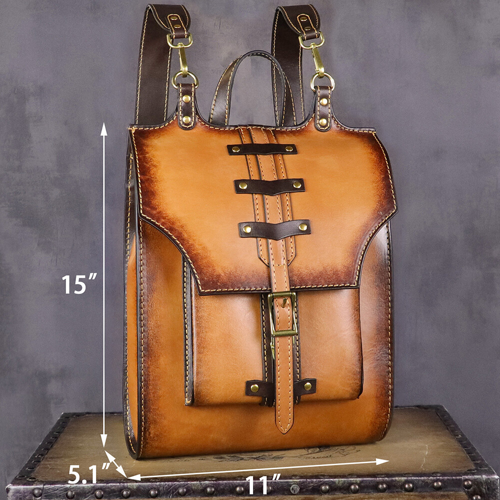 4229 Leather Backpack Purse Vintage Rucksack Casual Back Bag Handmade s-l400.jpg main image 4