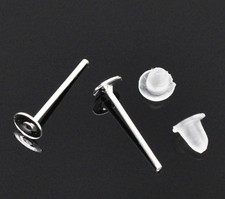 Flat Stud Earring Posts - Silver Plated - 4mm - Pack of 100 - Jewellery Making