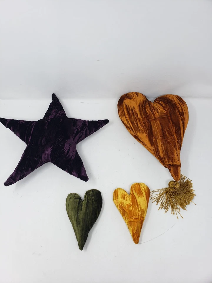 批量 4 件 香味加重压碎天鹅绒心形星星紫色黄色绿色 — 第 2/4 张图片