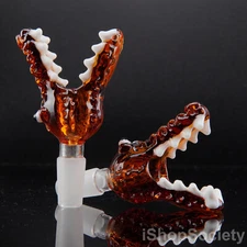3.5" Crocodile Glass Slide Bowl 14mm Water Pipe Hookah Head Piece Thick Bowl OR