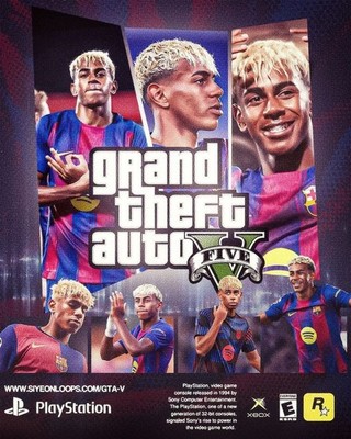 Blonde Football Star GTA Style Gaming Crossover Poster